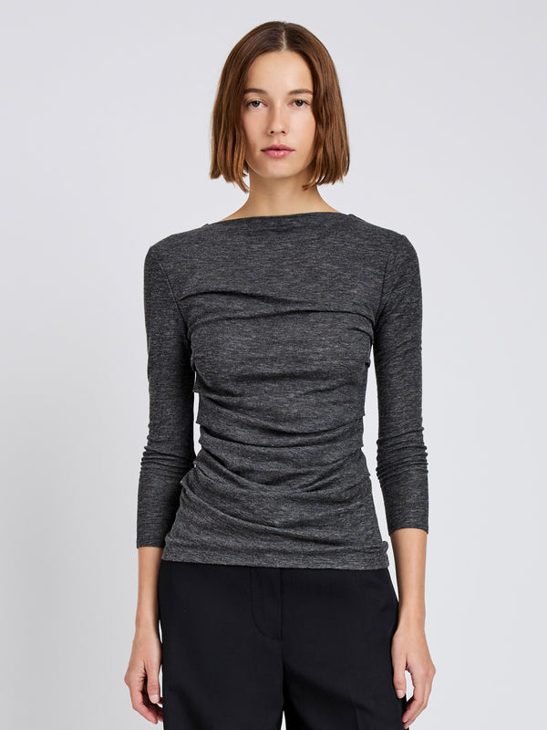 proenza schouler Proenza Schouler White Label Blythe Top in Wool Jersey - Coal Melange