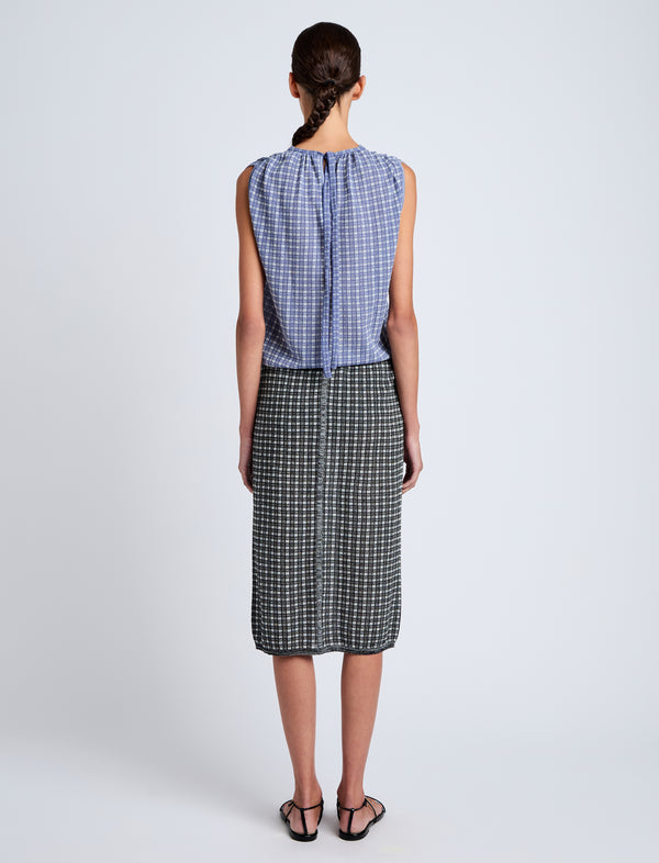 Proenza Schouler Proenza Schouler White Label Bradley Crewneck In Plaid Knit - Off White/Denim