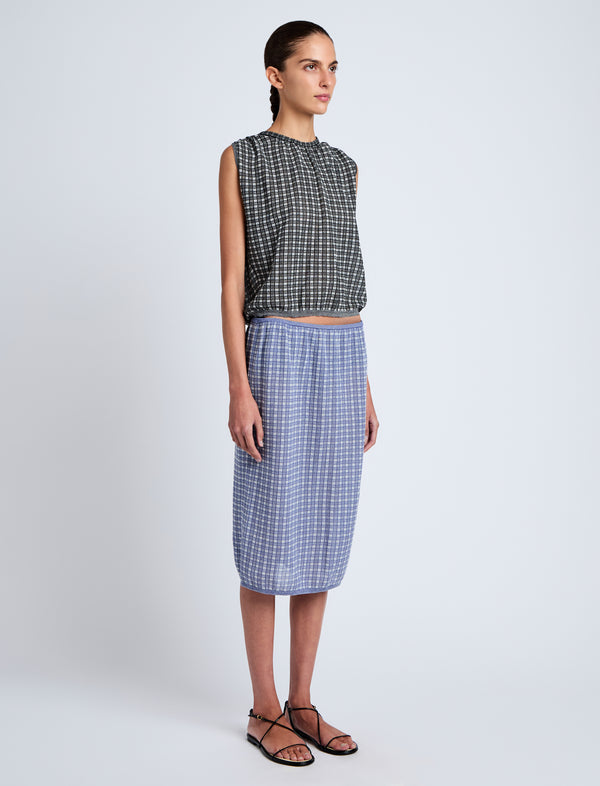 Proenza Schouler Proenza Schouler White Label Bradley Crewneck In Plaid Knit - Off White/Black