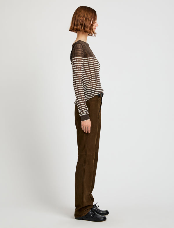 Proenza Schouler Proenza Schouler White Label Britta Sweater In Breton Stripe - Wood/Chalk