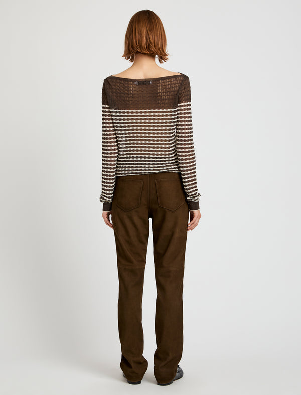 Proenza Schouler Proenza Schouler White Label Britta Sweater In Breton Stripe - Wood/Chalk
