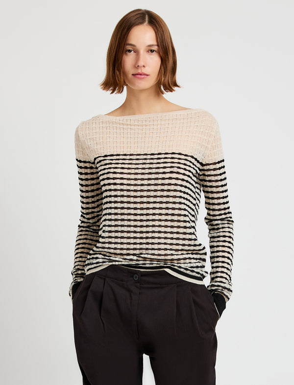 proenza schouler Proenza Schouler White Label Britta Sweater in Breton Stripe - Chalk/Black