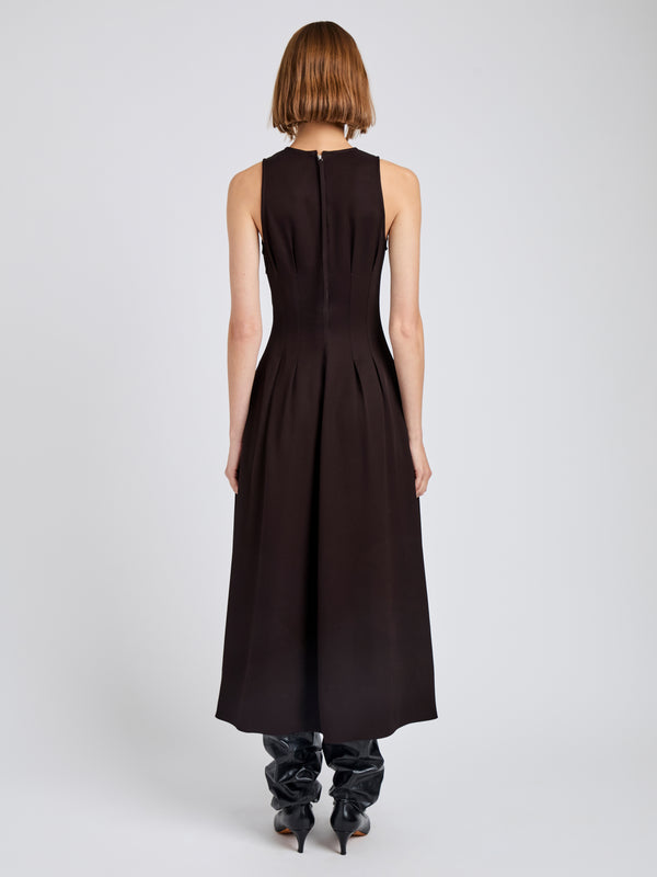 Proenza Schouler Proenza Schouler White Label Bronwyn Dress In Merino Wool Twill - Chocolate