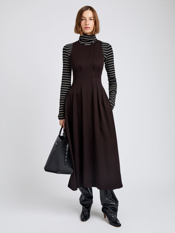 proenza schouler Proenza Schouler White Label Bronwyn Dress in Merino Wool Twill - Chocolate