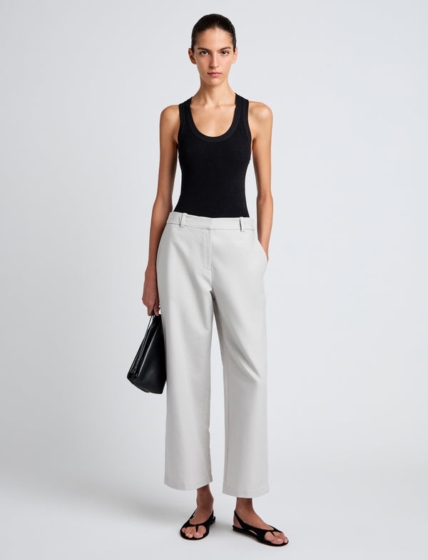 proenza schouler Proenza Schouler White Label Cali Pant in Stretch Cotton Suiting - Pale Grey