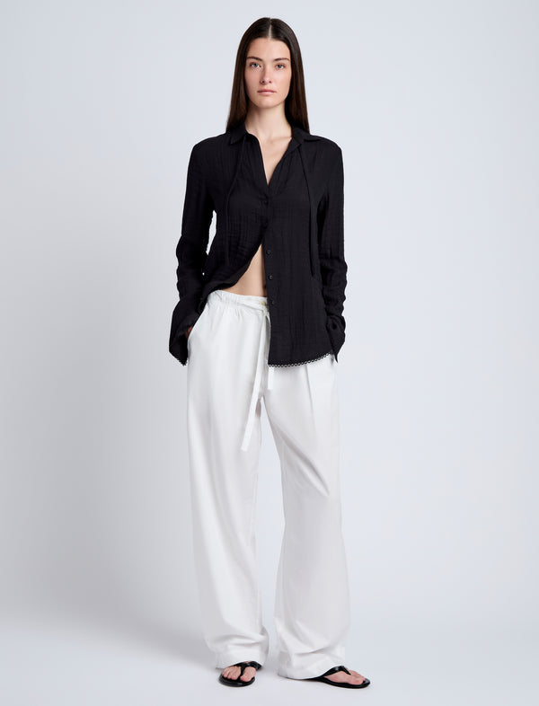 Proenza Schouler Proenza Schouler White Label Cami Shirt In Crinkle Viscose - Black