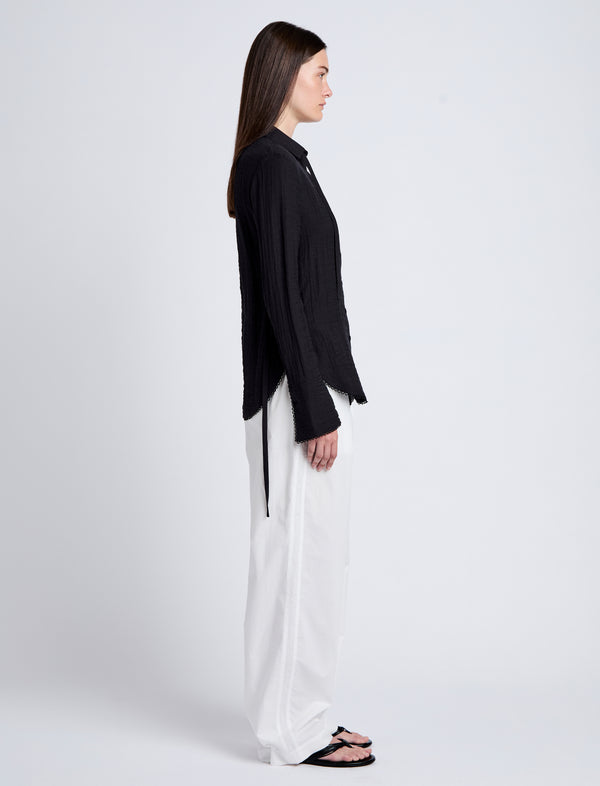 Proenza Schouler Proenza Schouler White Label Cami Shirt In Crinkle Viscose - Black