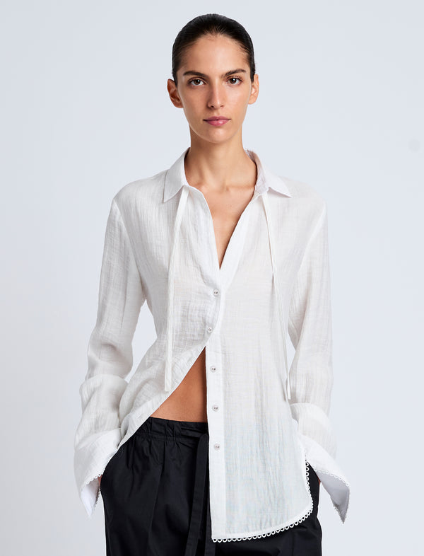 proenza schouler Proenza Schouler White Label Cami Shirt in Crinkle Viscose - White