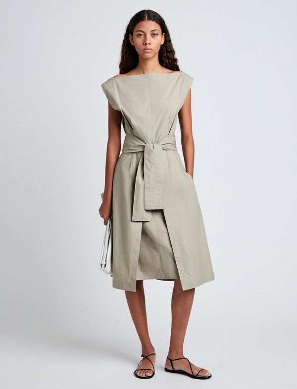 proenza schouler Proenza Schouler White Label Caro Dress in Brushed Poplin - Granite