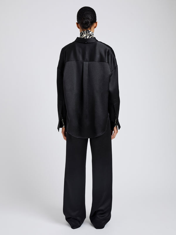 Proenza Schouler Proenza Schouler White Label Caroline Shirt In Crinkled Crepe - Black