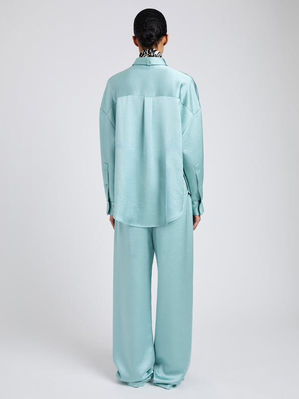 Proenza Schouler Proenza Schouler White Label Caroline Shirt In Crinkled Crepe - Sea Glass