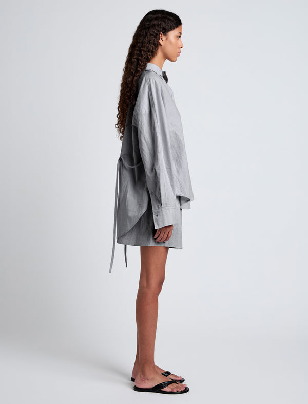 Proenza Schouler Proenza Schouler White Label Caroline Shirt In Linen Shirting - Grey Melange