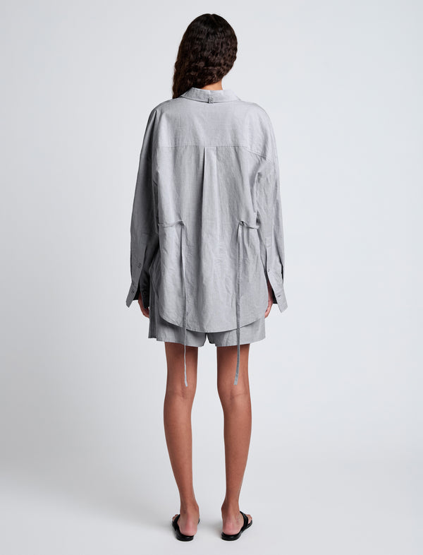 Proenza Schouler Proenza Schouler White Label Caroline Shirt In Linen Shirting - Grey Melange