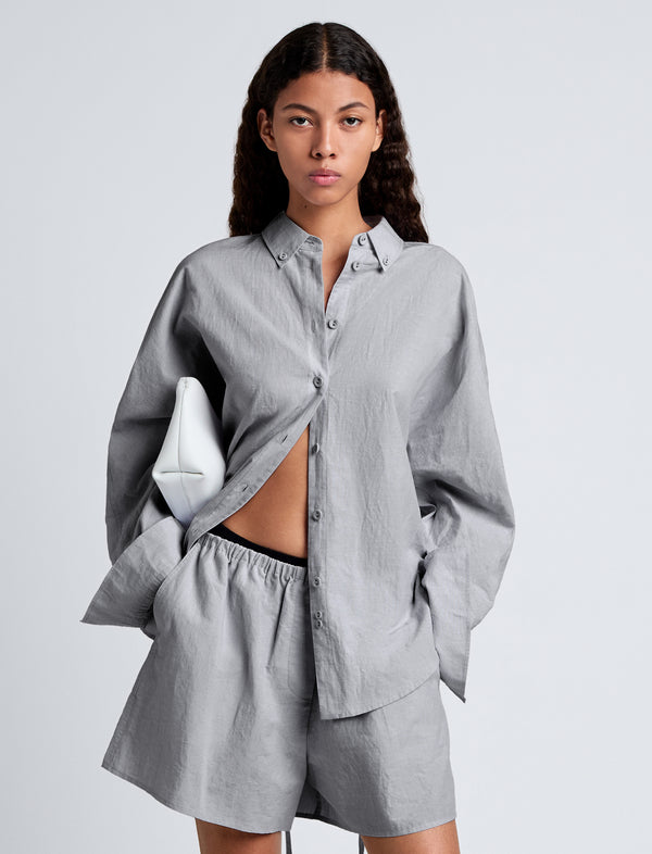 proenza schouler Proenza Schouler White Label Caroline Shirt in Linen Shirting - Grey Melange