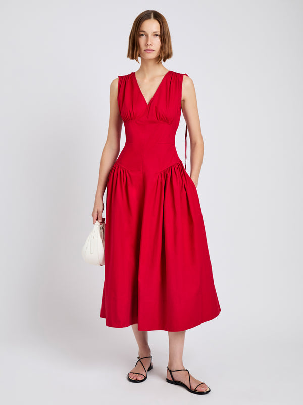 proenza schouler Proenza Schouler White Label Clayton Dress in Poplin - Dark Poppy