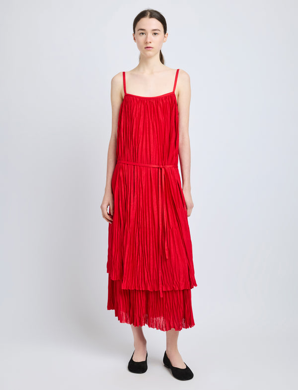 proenza schouler Proenza Schouler White Label Clyne Dress in Pleated Jersey - Dark Poppy