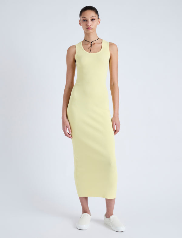 proenza schouler Proenza Schouler White Label Cole Knit Dress in Viscose Rib - Pale Yellow