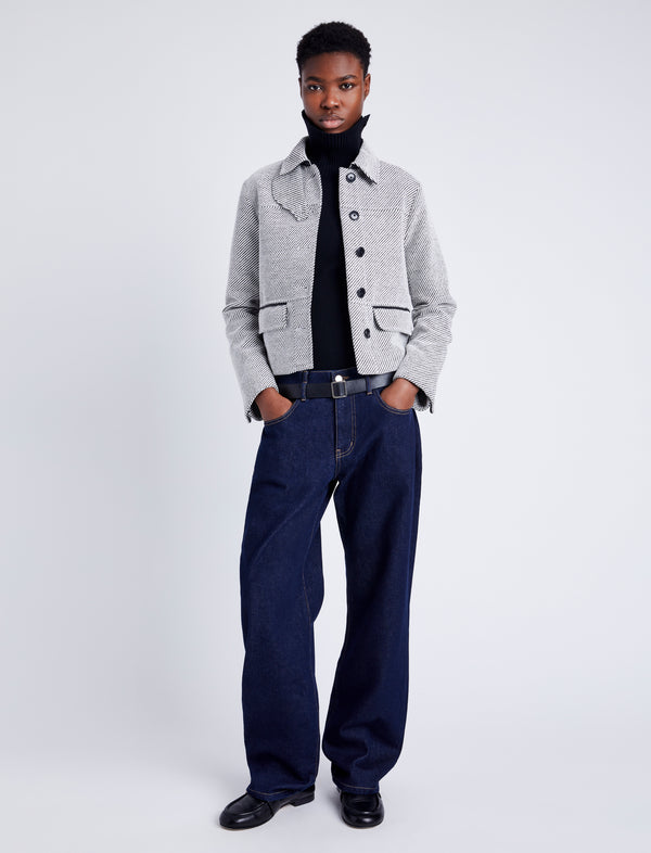 Proenza Schouler Proenza Schouler White Label Colette Jacket In Soft Twill Coating - White/Grey