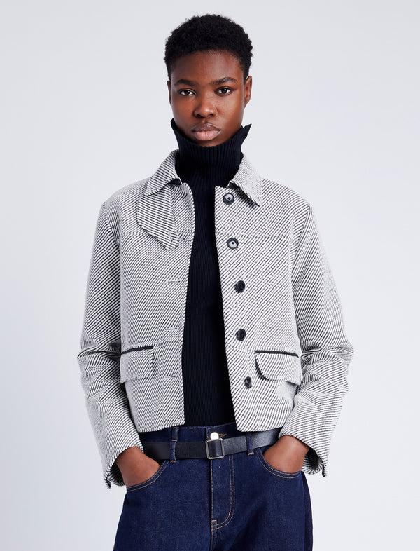 proenza schouler Proenza Schouler White Label Colette Jacket in Soft Twill Coating - White/Grey