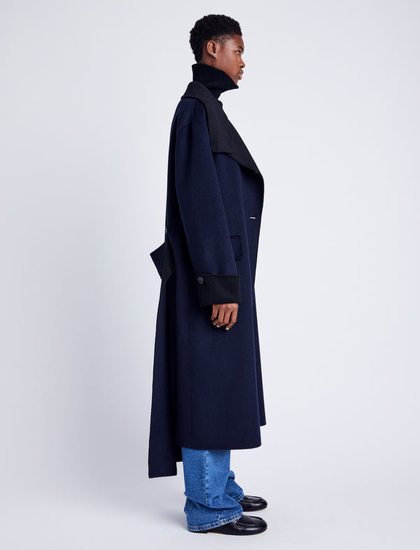 Proenza Schouler Proenza Schouler White Label Constance Coat In Pinstripe Melton - Navy Melange