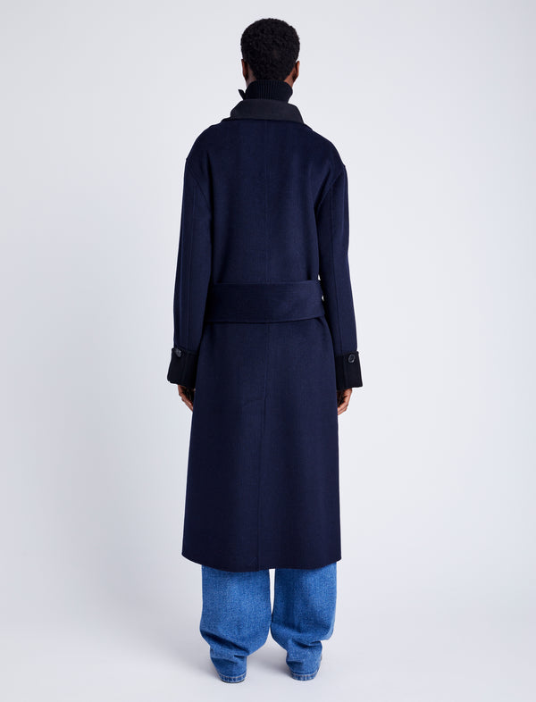 Proenza Schouler Proenza Schouler White Label Constance Coat In Pinstripe Melton - Navy Melange