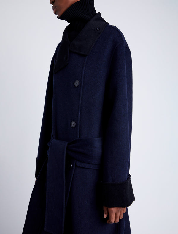 Proenza Schouler Proenza Schouler White Label Constance Coat In Pinstripe Melton - Navy Melange