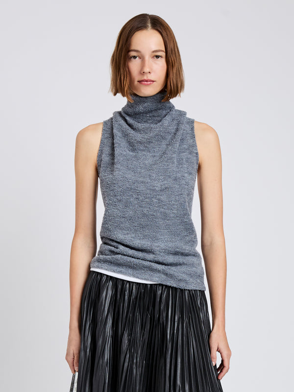 proenza schouler Proenza Schouler White Label Cynthia Top in Wool Jersey - Grey Melange