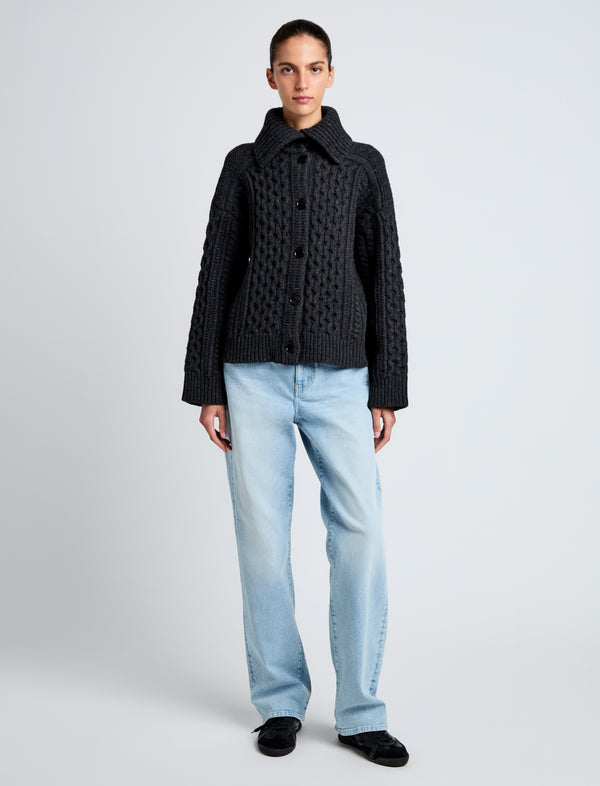 Proenza Schouler Proenza Schouler White Label Darlene Sweater In Cable Knit - Coal