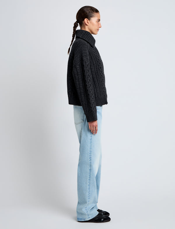 Proenza Schouler Proenza Schouler White Label Darlene Sweater In Cable Knit - Coal