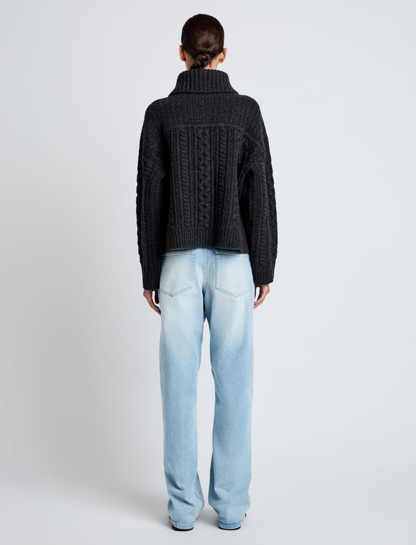 Proenza Schouler Proenza Schouler White Label Darlene Sweater In Cable Knit - Coal