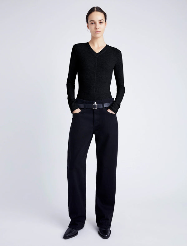 Proenza Schouler Proenza Schouler White Label Delaney Bodysuit In Brushed Rib - Black