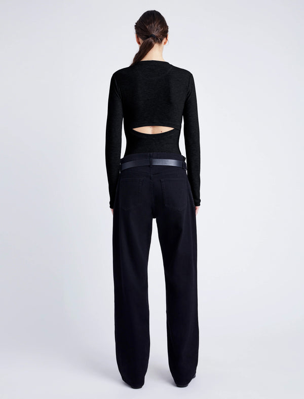 Proenza Schouler Proenza Schouler White Label Delaney Bodysuit In Brushed Rib - Black