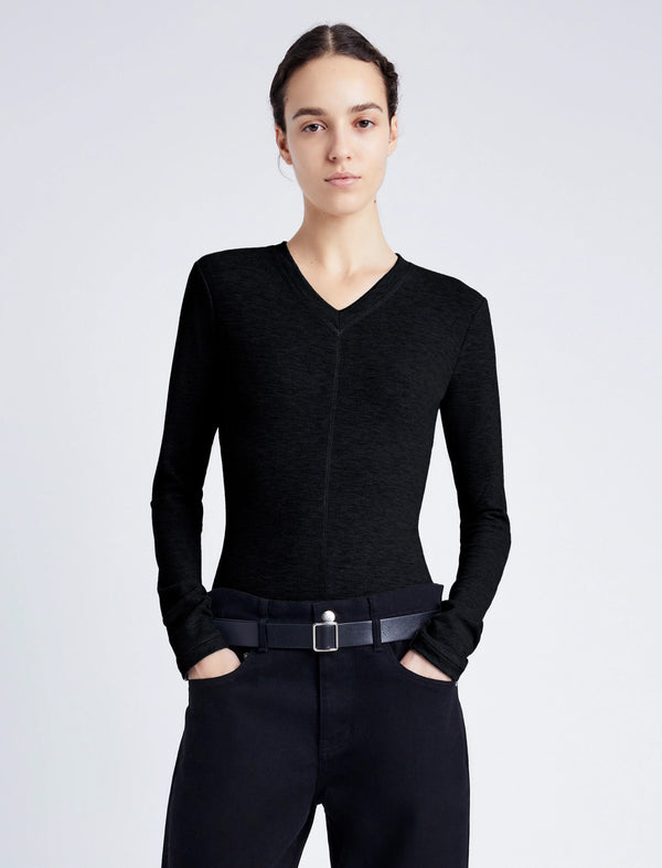 proenza schouler Proenza Schouler White Label Delaney Bodysuit in Brushed Rib - Black