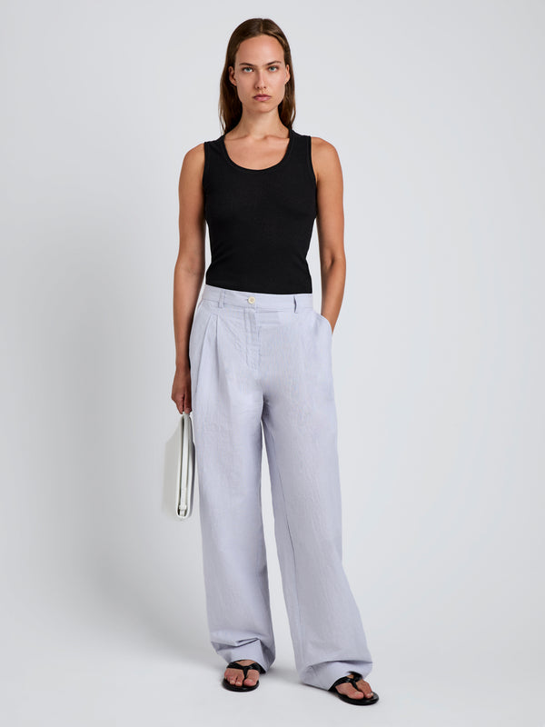 proenza schouler Proenza Schouler White Label Eleanor Pant in Linen Shirting - Light Oxford Melange