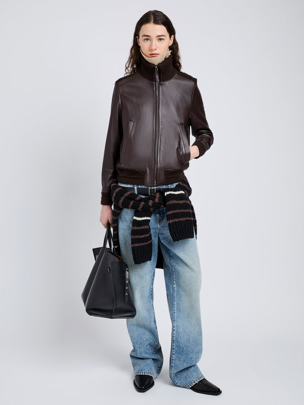 Proenza Schouler Proenza Schouler White Label Elenora Jacket In Lightweight Leather - Chocolate