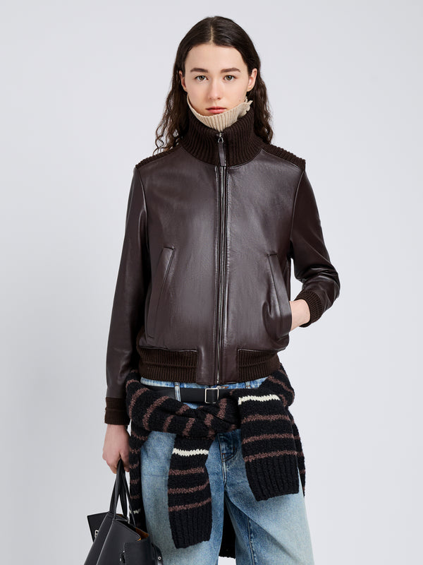 proenza schouler Proenza Schouler White Label Elenora Jacket in Lightweight Leather - Chocolate