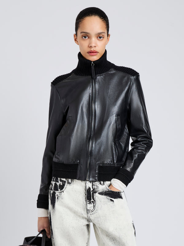 proenza schouler Proenza Schouler White Label Elenora Jacket in Lightweight Leather - Black