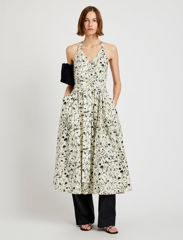 proenza schouler Proenza Schouler White Label Ellison Dress in Printed Poplin - Light Butter/Black
