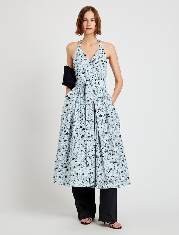 proenza schouler Proenza Schouler White Label Ellison Dress in Printed Poplin - Frost/Black