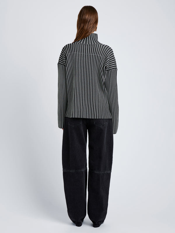 Proenza Schouler Proenza Schouler White Label Elysia Sweater In Ladder Stripe Knit - Black/White