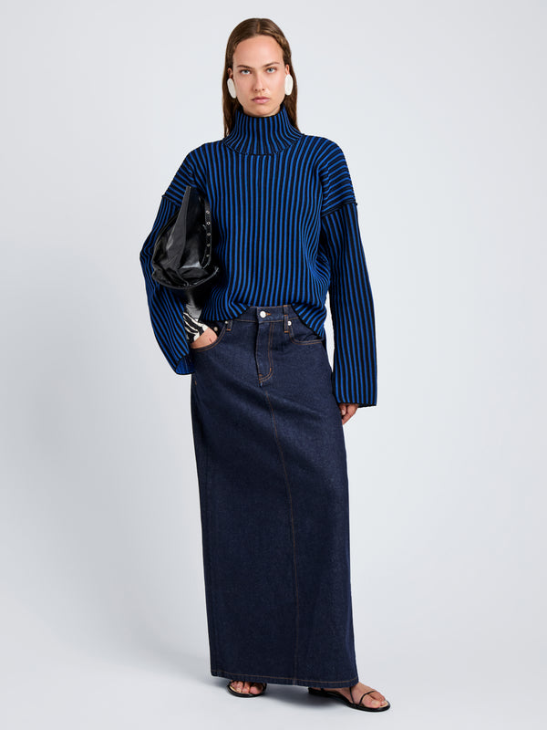 Proenza Schouler Proenza Schouler White Label Elysia Sweater In Ladder Stripe Knit - Blue/Black
