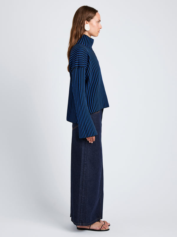 Proenza Schouler Proenza Schouler White Label Elysia Sweater In Ladder Stripe Knit - Blue/Black