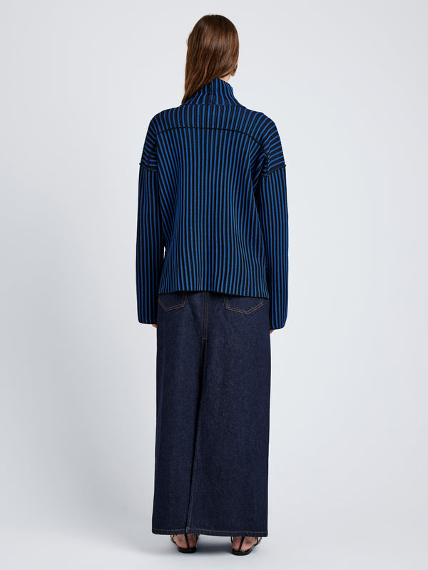 Proenza Schouler Proenza Schouler White Label Elysia Sweater In Ladder Stripe Knit - Blue/Black