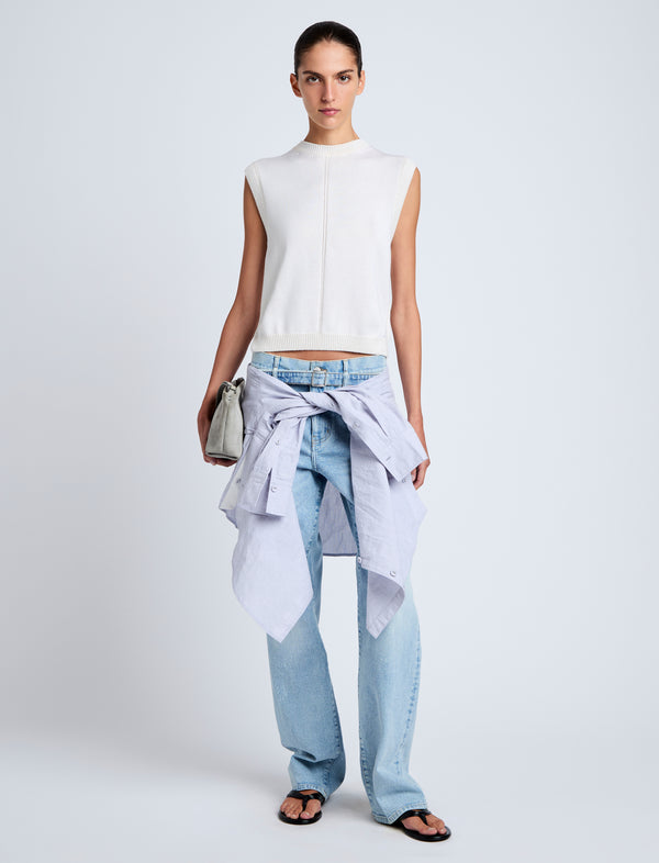 Proenza Schouler Proenza Schouler White Label Emily Sweater In Plaited Viscose Rib - Off White