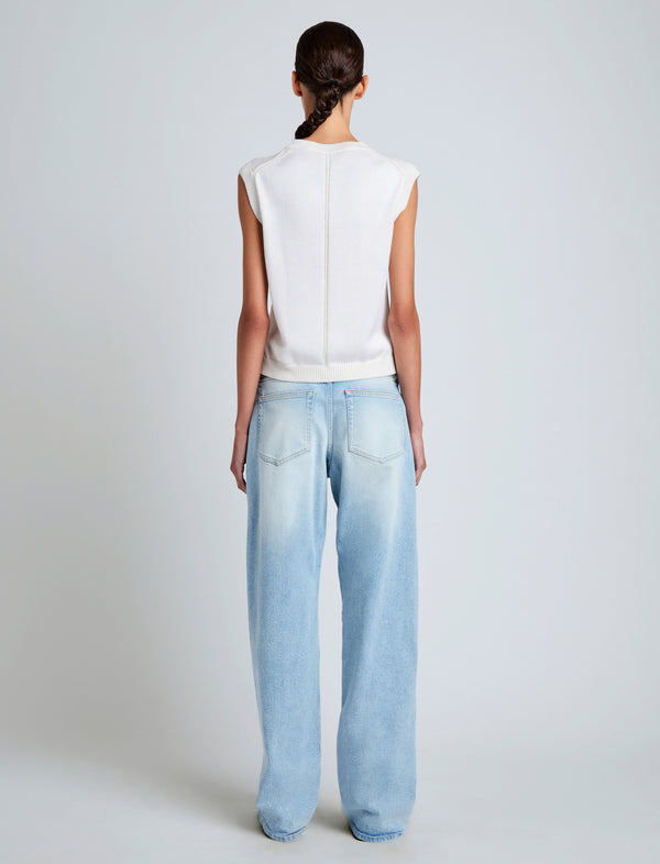 Proenza Schouler Proenza Schouler White Label Emily Sweater In Plaited Viscose Rib - Off White
