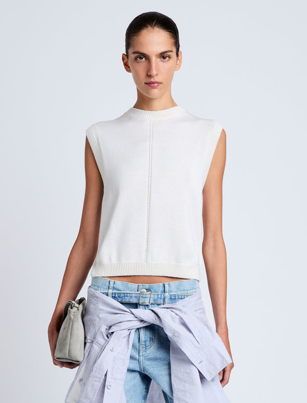 proenza schouler Proenza Schouler White Label Emily Sweater in Plaited Viscose Rib - Off White