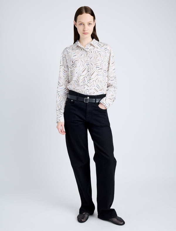 Proenza Schouler Proenza Schouler White Label Eve Shirt In Printed Parachute Flou - Alabaster Multi