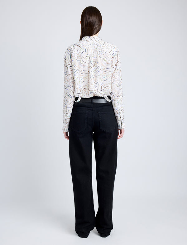Proenza Schouler Proenza Schouler White Label Eve Shirt In Printed Parachute Flou - Alabaster Multi