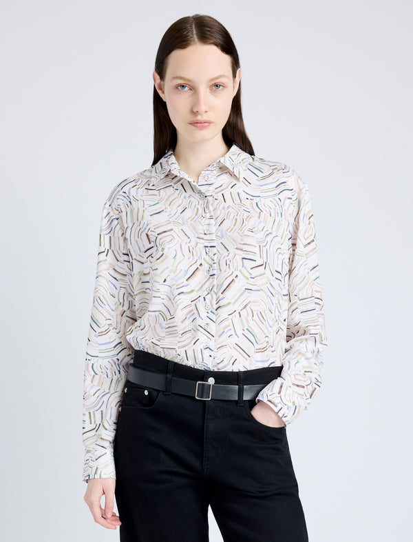 proenza schouler Proenza Schouler White Label Eve Shirt in Printed Parachute Flou - Alabaster Multi