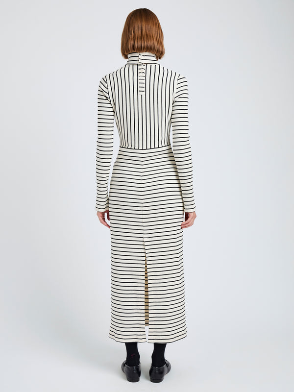 Proenza Schouler Proenza Schouler White Label Frances Dress In Stripe Rib - Ecru/Black